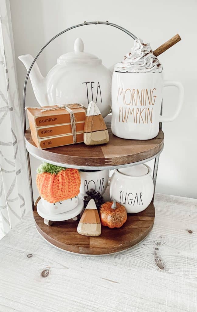 Pumpkin themed tiered tray 