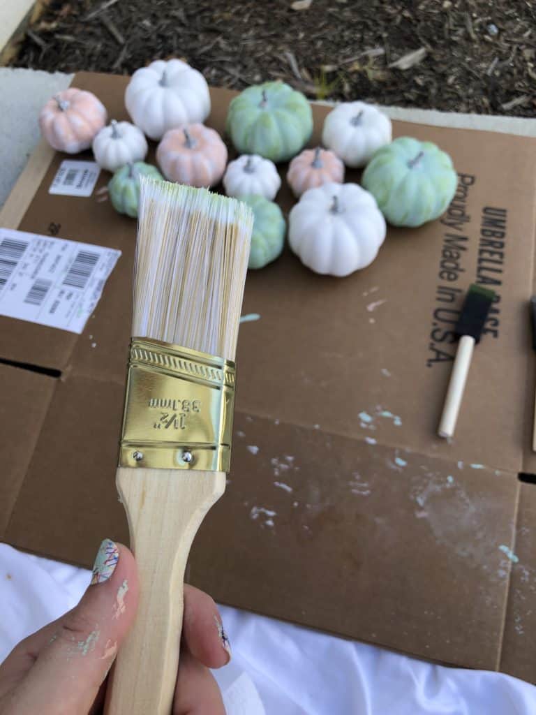 Dry brushing painted pumpkins 