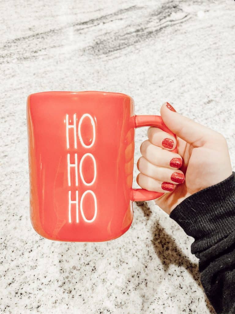 Christmas Nails and Rae Dunn Mug