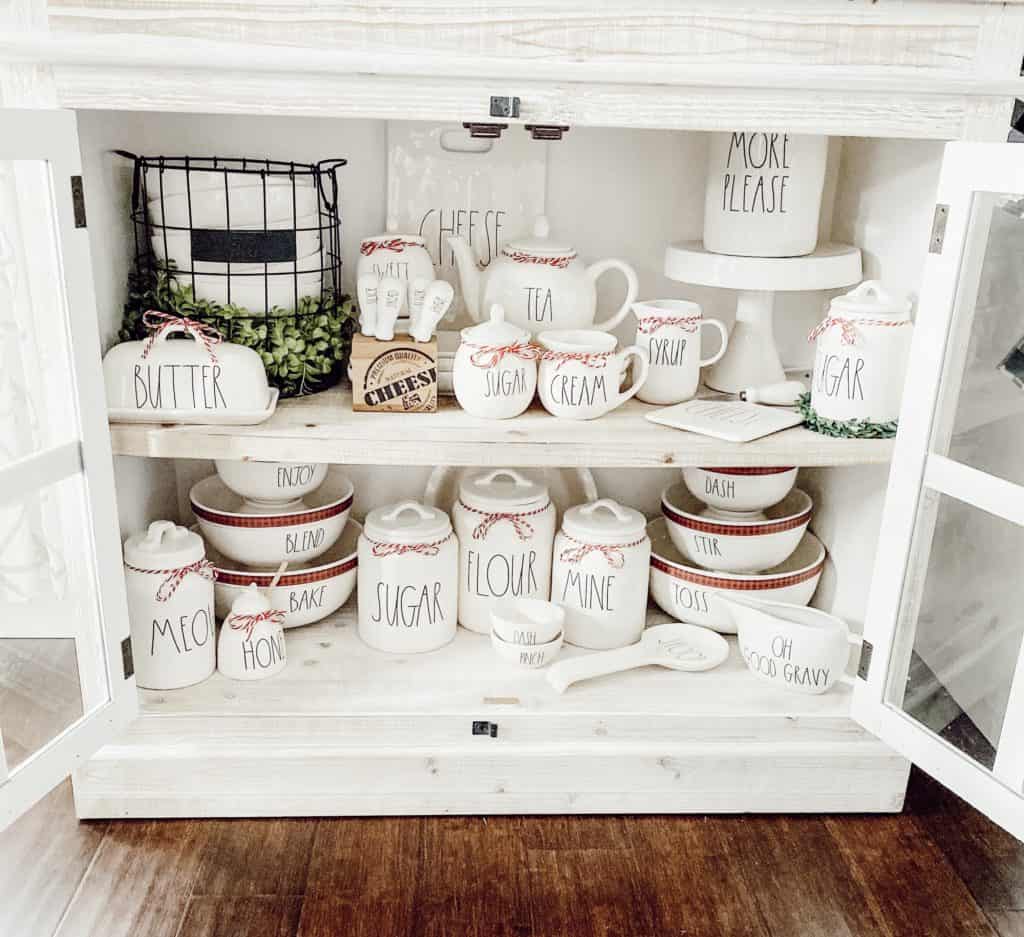 Rae dunn china store cabinet display