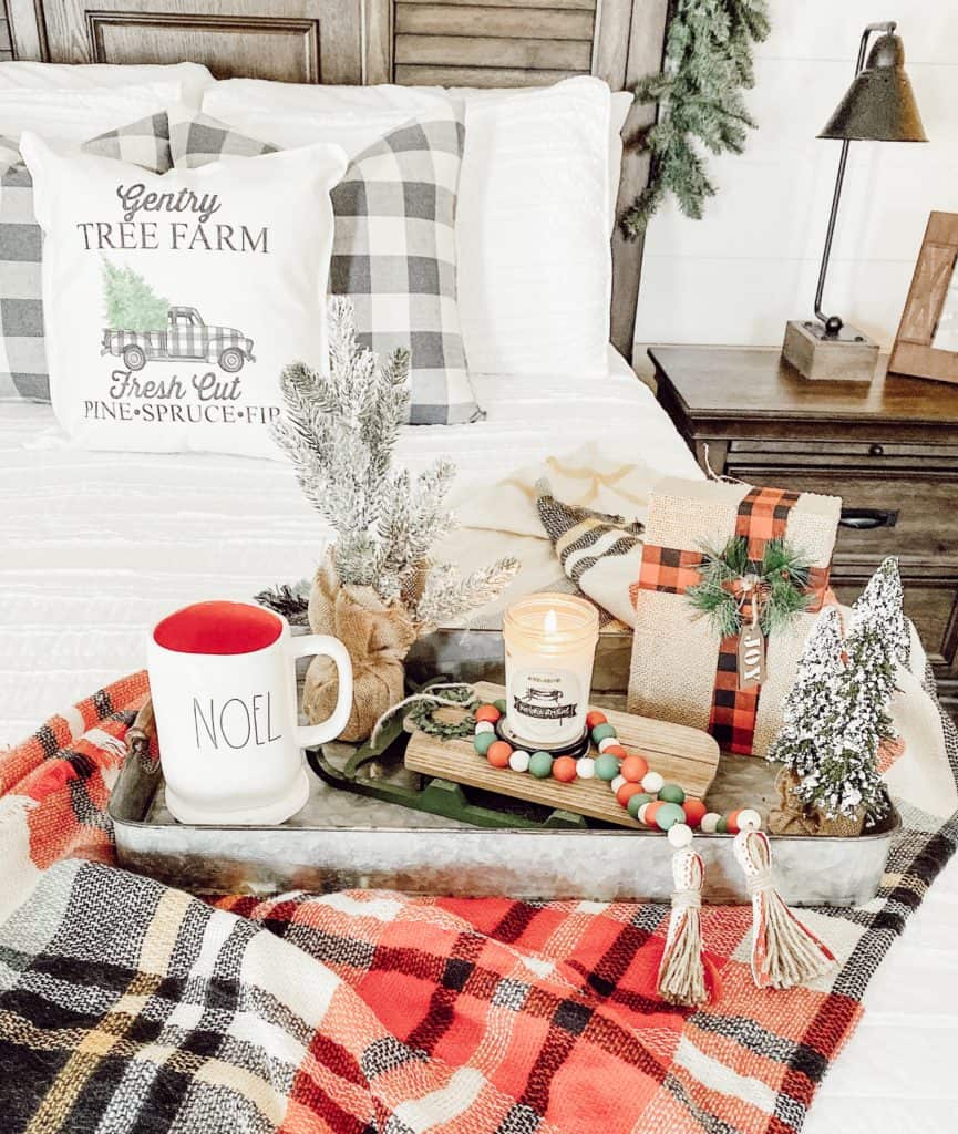 Farmhouse Christmas Bedroom Tray Decor 