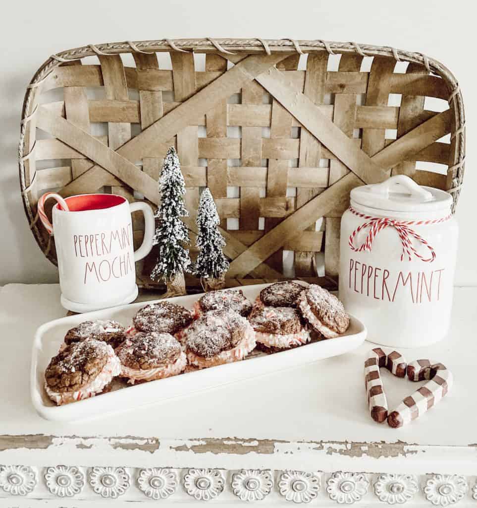 Chocolate Fudge Cookies with Candy Cane Buttercream