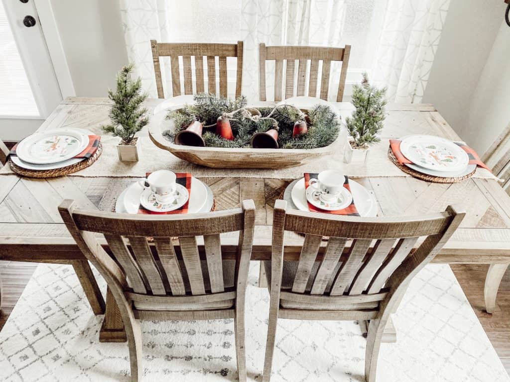 Christmas Tablescape with vintage dishes