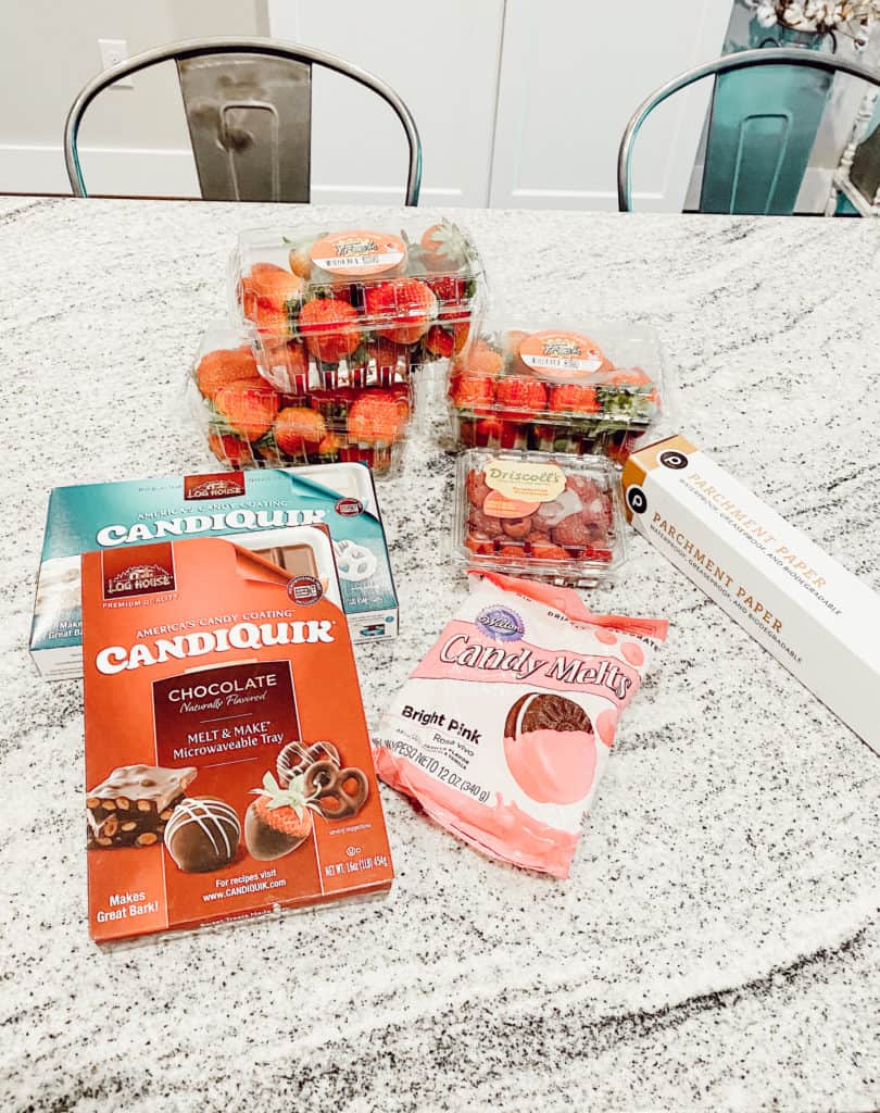Ingredients for quick and easy chocolate covered strawberries