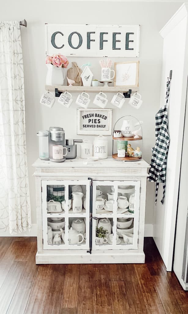 Farmhouse DIY Coffee Bar Through The Seasons - Celebrated Nest