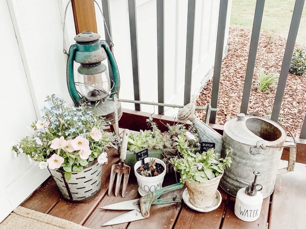 Vintage Goodies on my Spring Front Porch