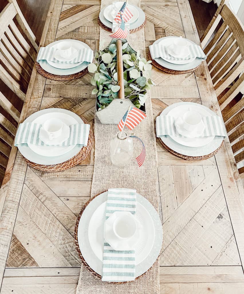 Close up of Patriotic Tablescape 