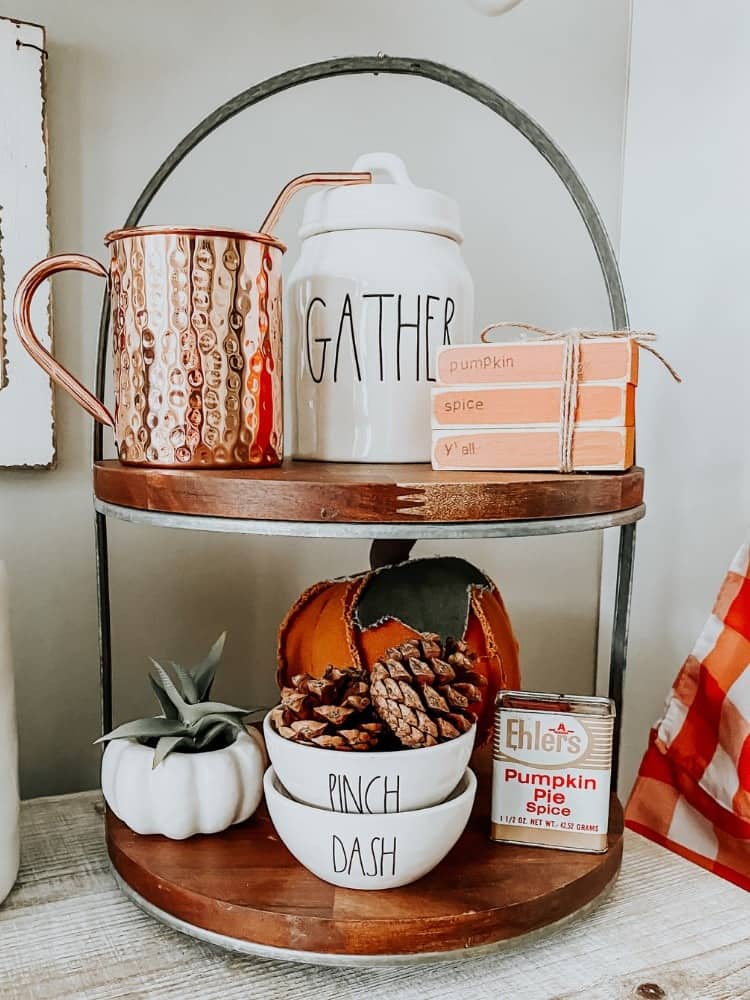 Fall Tiered Tray on Coffee Bar