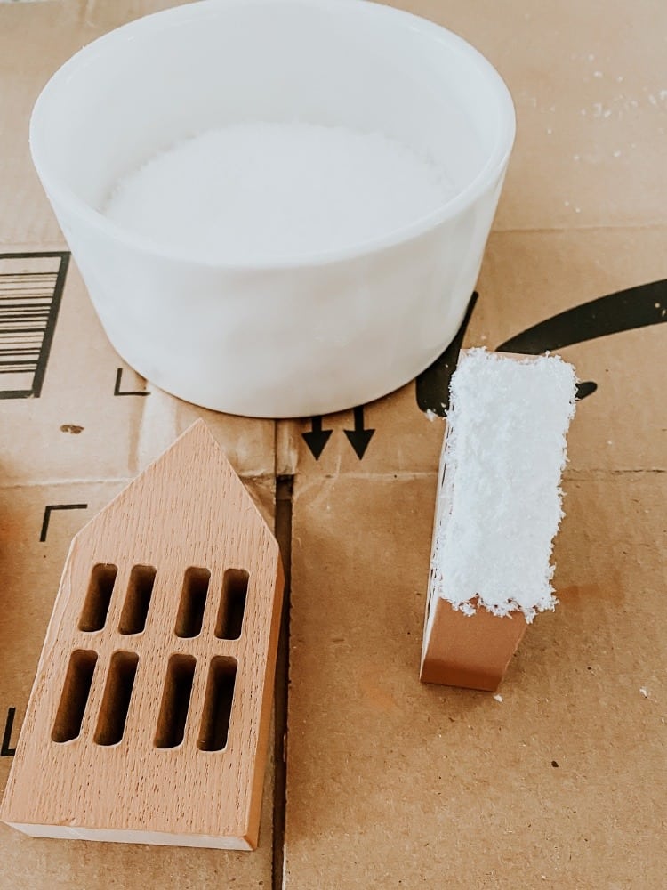 Adding the Fake Snow onto the House