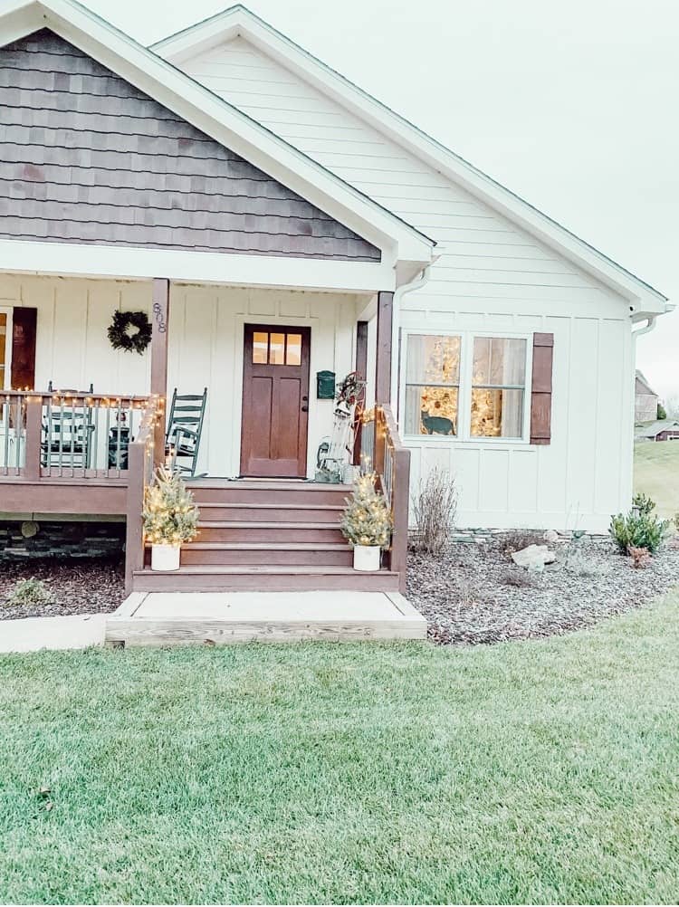 Front Porch With Christmas Lights