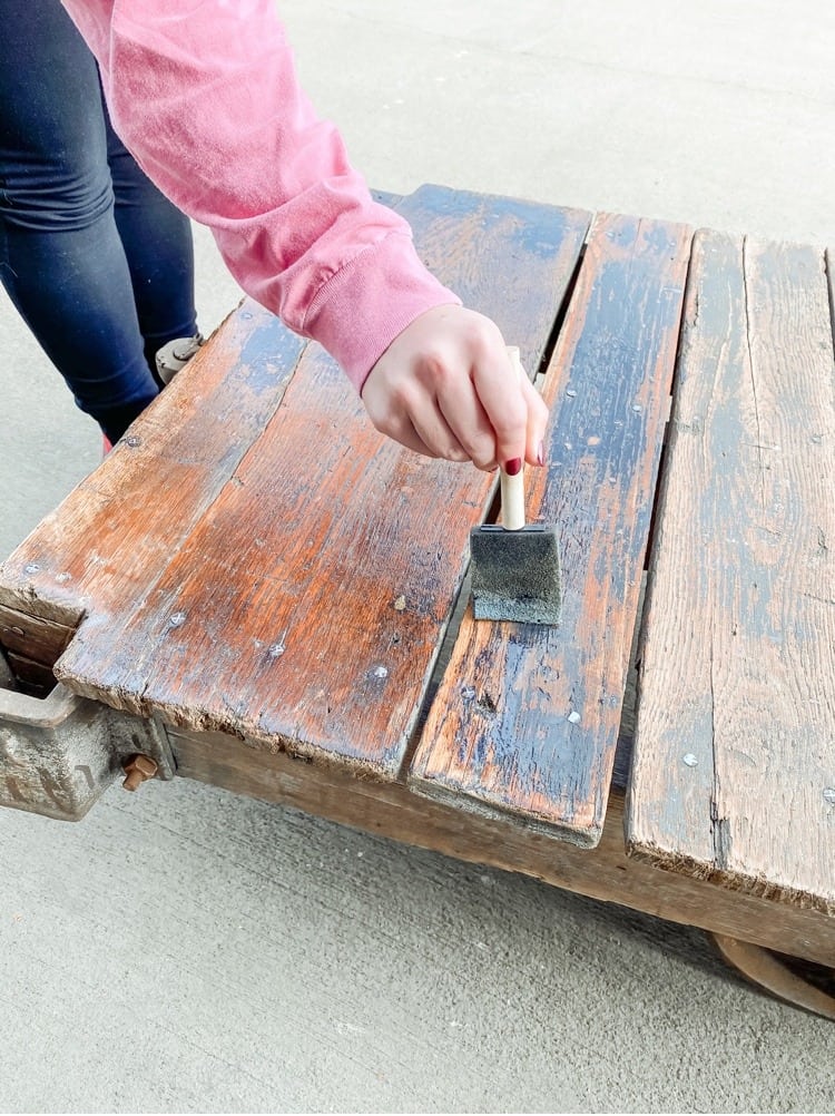 Applying the Sealer to Table