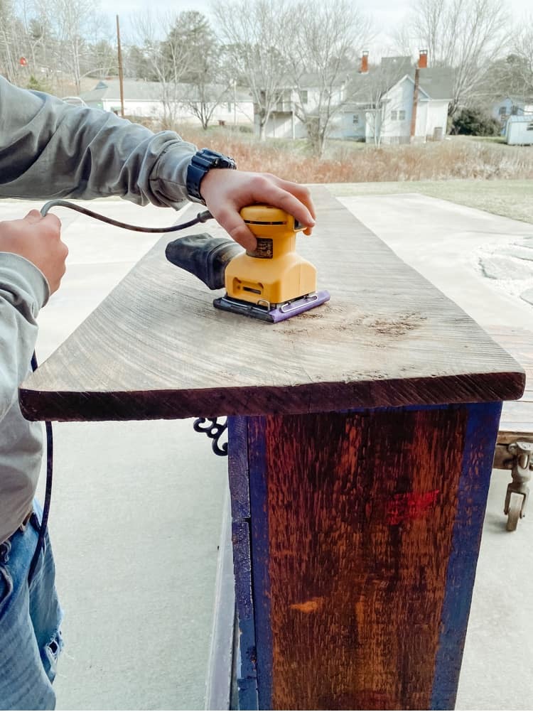 Sanding the Bar Top Down