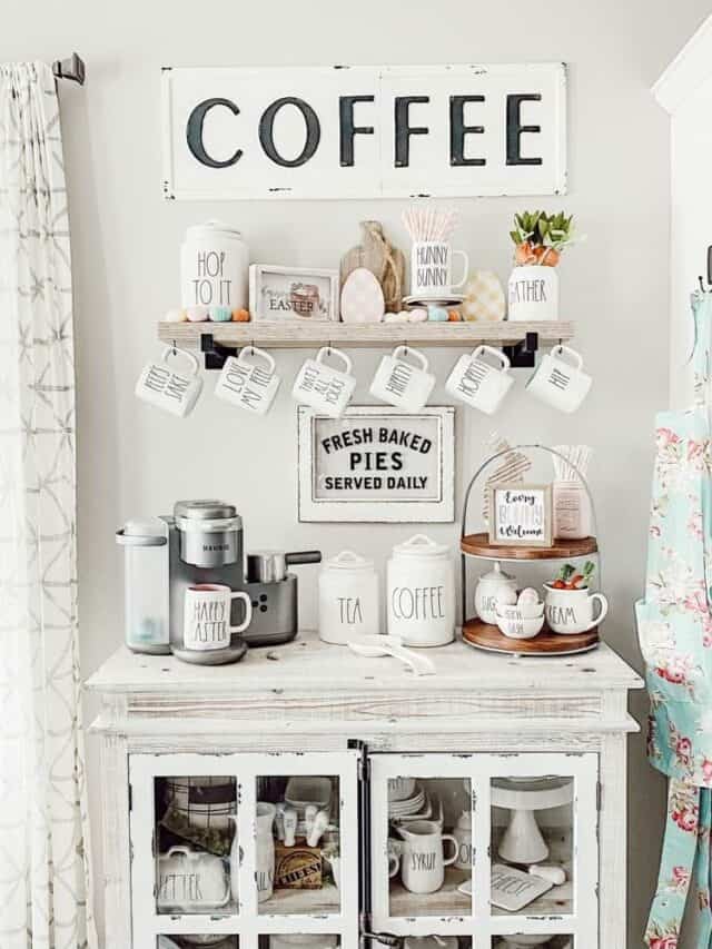 Farmhouse Coffee Bar Ideas Through The Seasons - Mornings on Macedonia