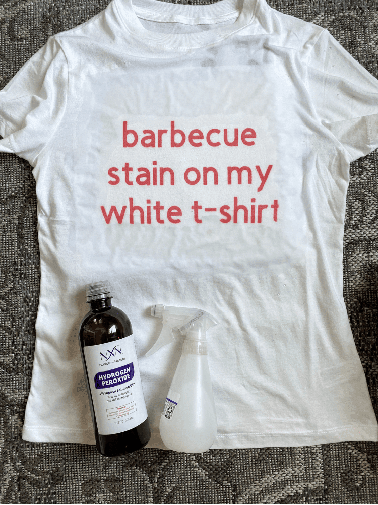 Spraying Shirt With Hydrogen Peroxide