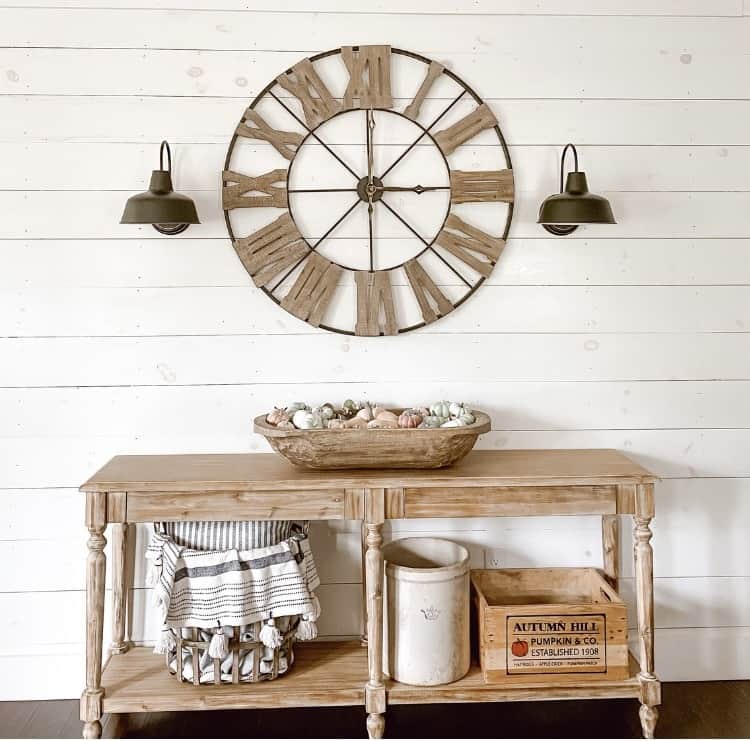 Baskets with Pillows on Entryway Table