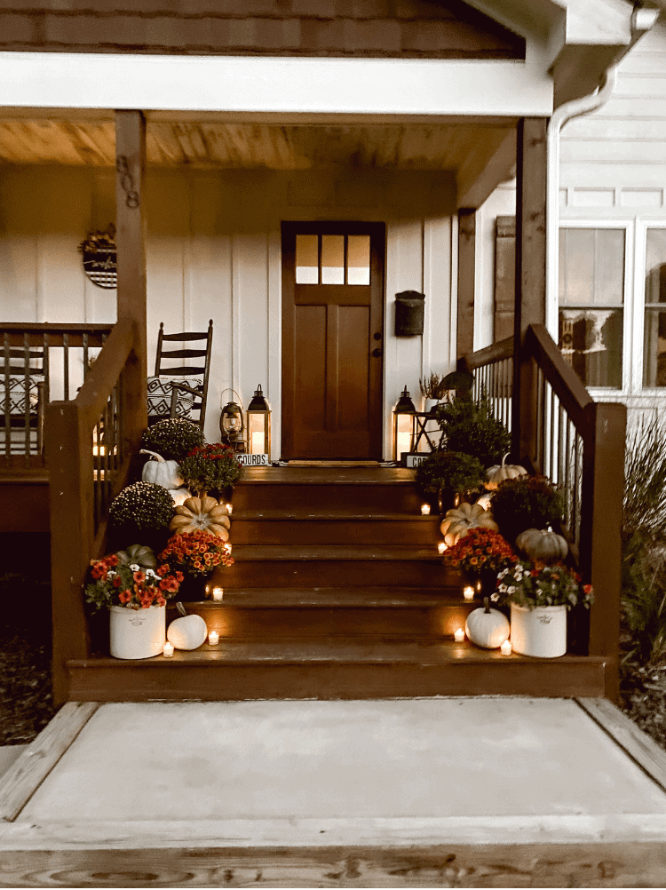 Candles on Fall Front Porch