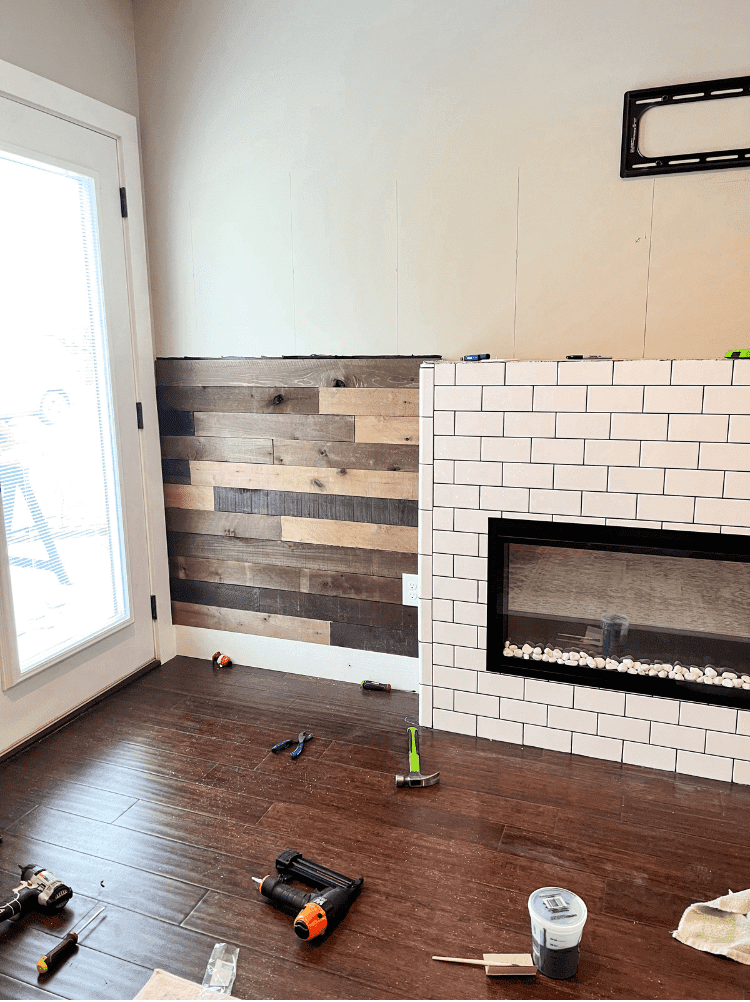 Shiplapping the wall