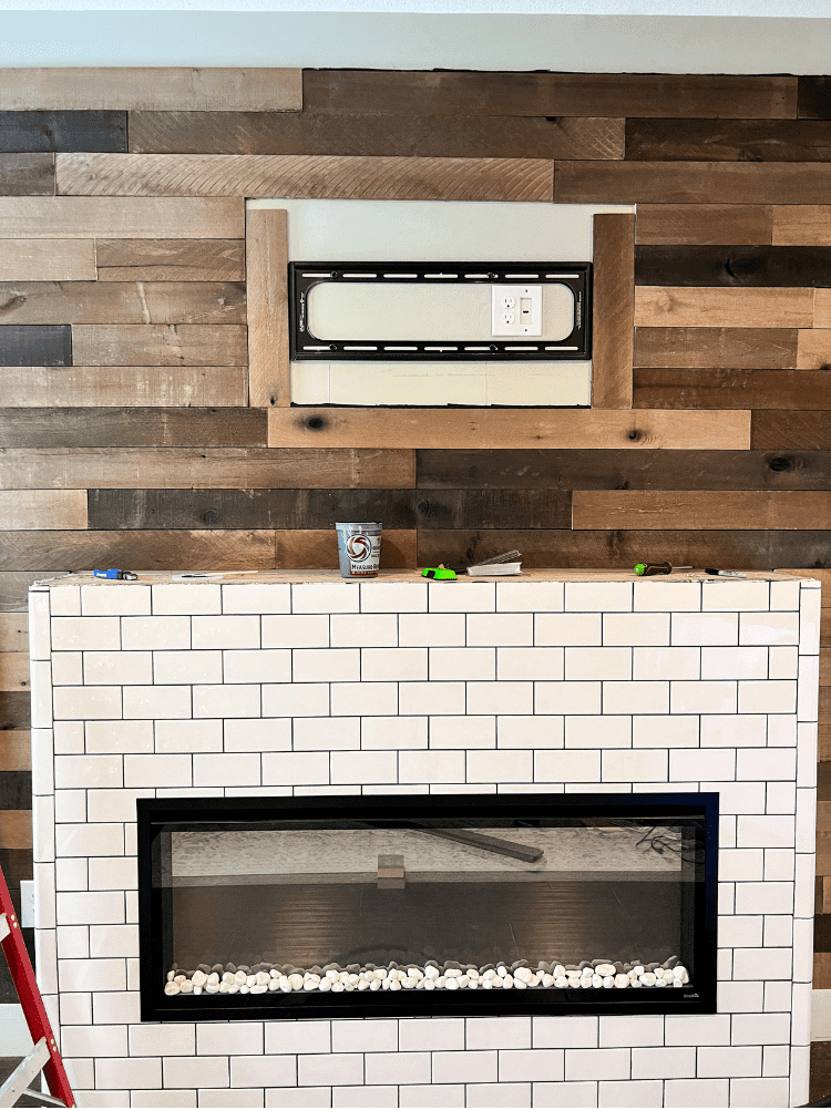 Shiplap around TV mount