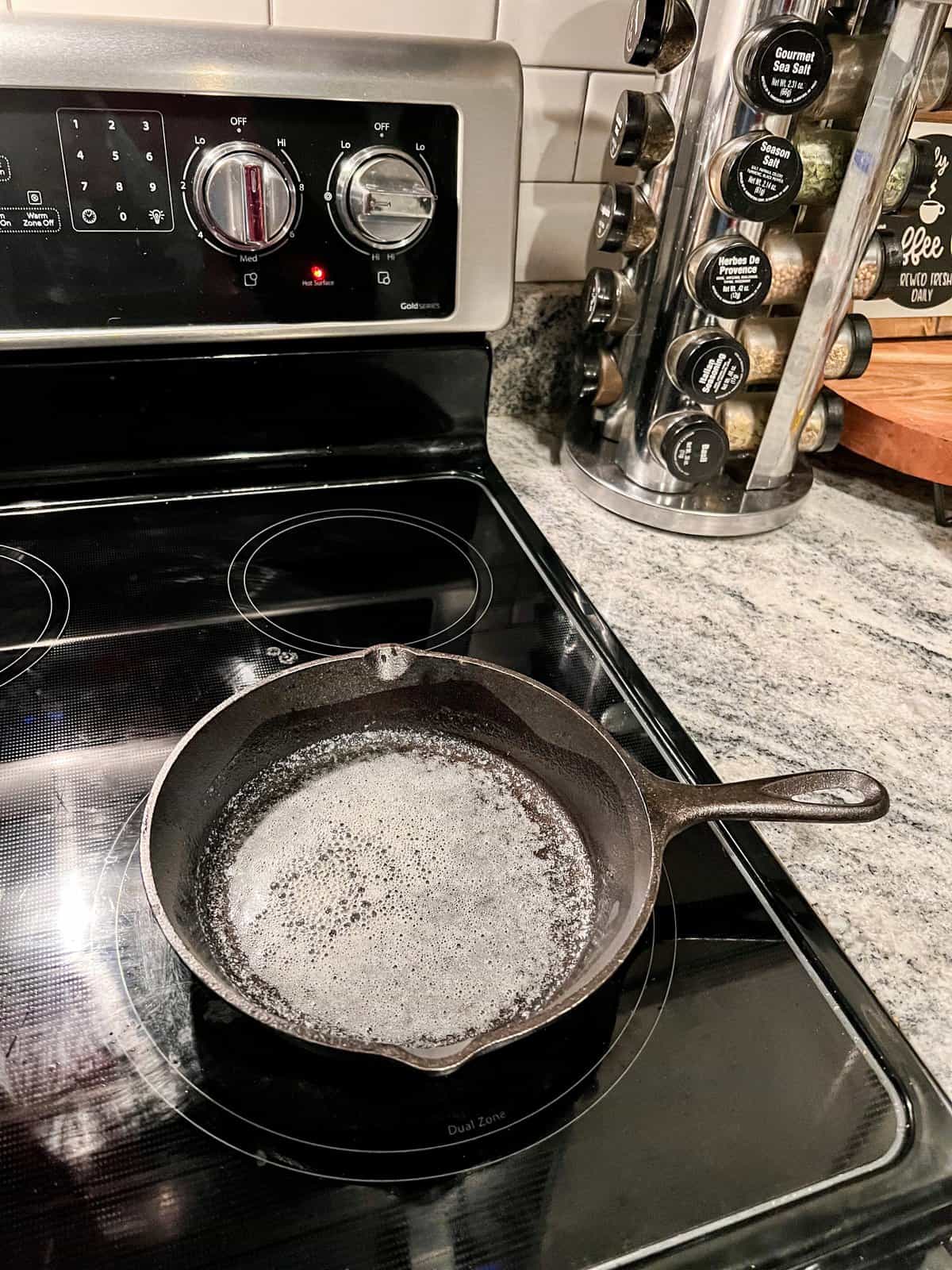 Heating up the Cast Iron Skillet 