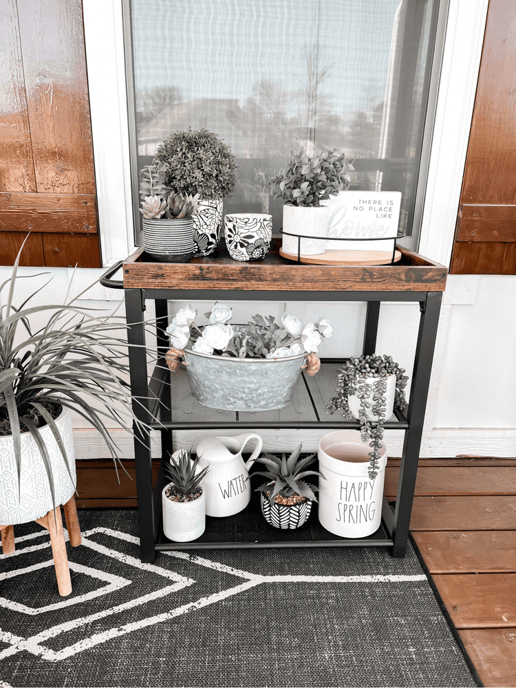 Bar Cart on Screened In Porch 