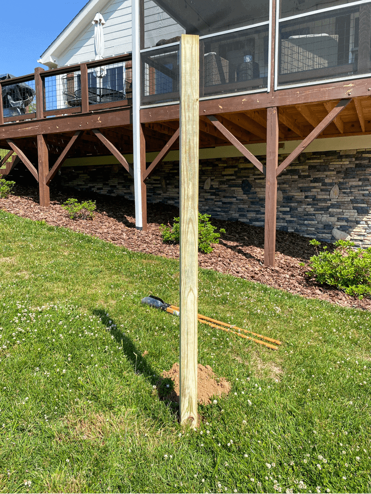 Placing Wooden Post Inside Hole