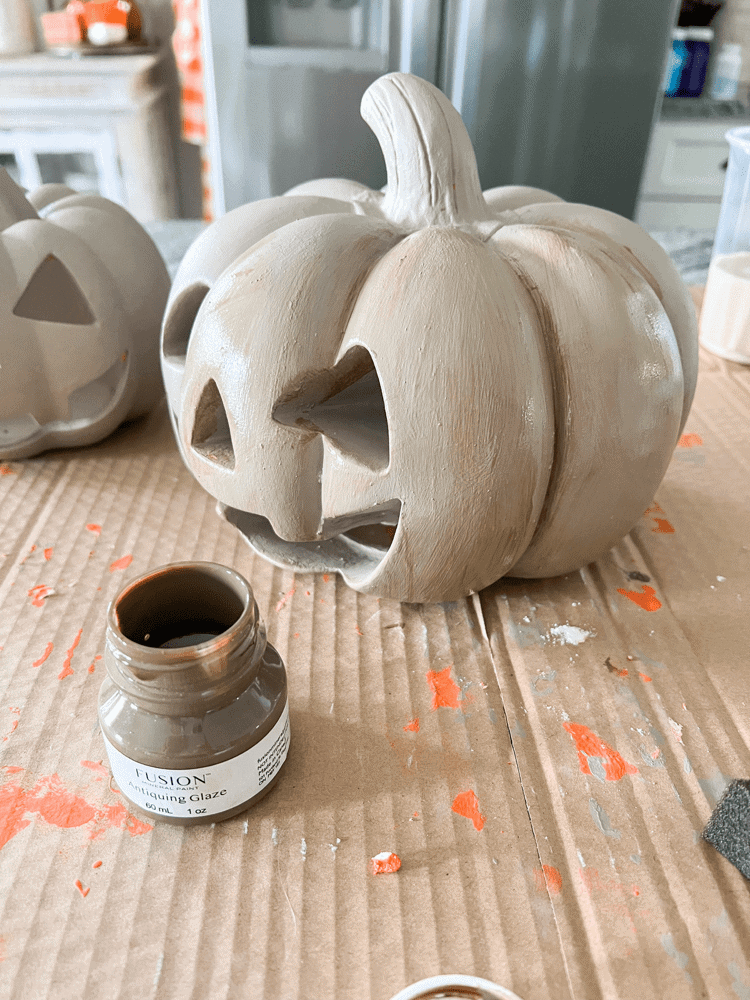 Antiquing Glaze on Jack-O-Lanterns