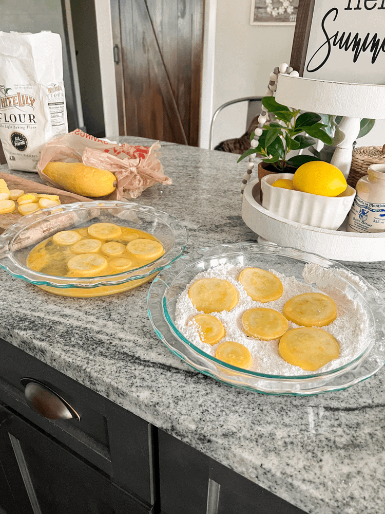 Dipping Squash in Eggs and Flour