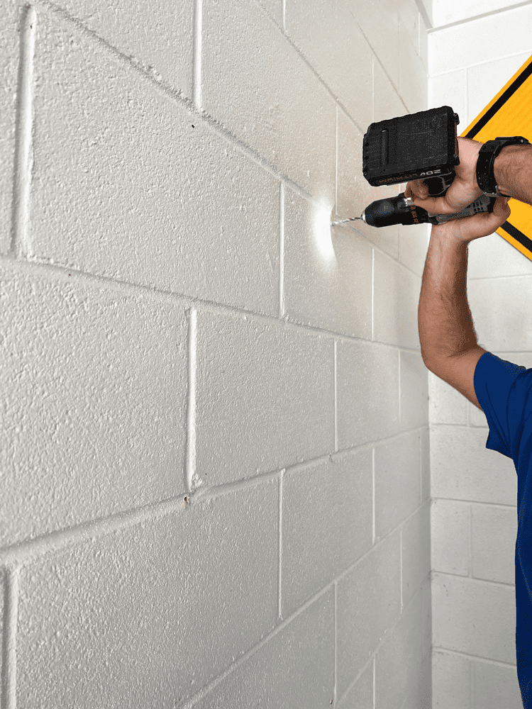 Drilling into the Concrete Blocks