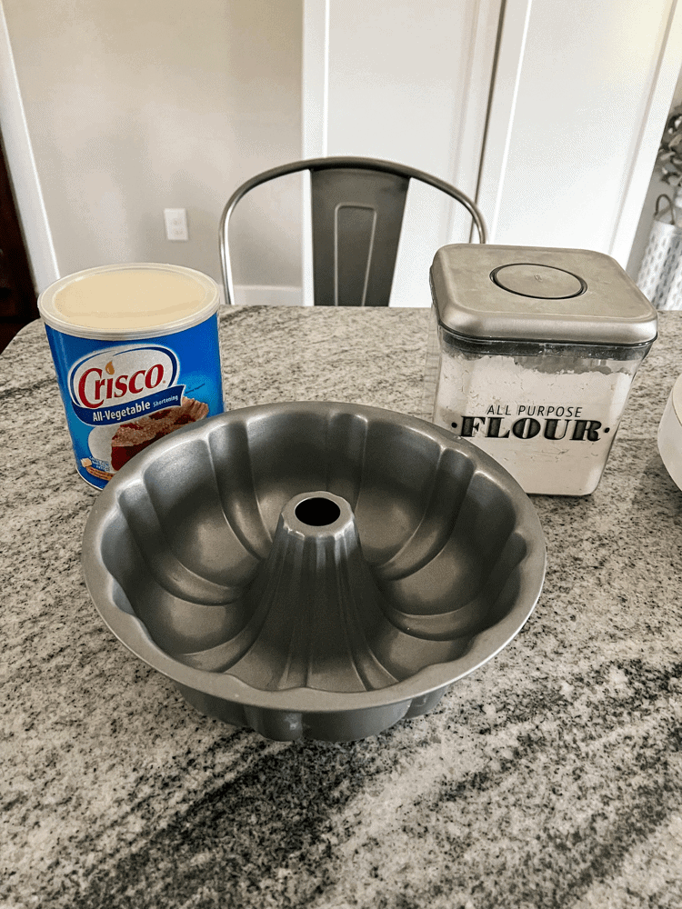Greasing the Bundt Pan for Apple Walnut Cake