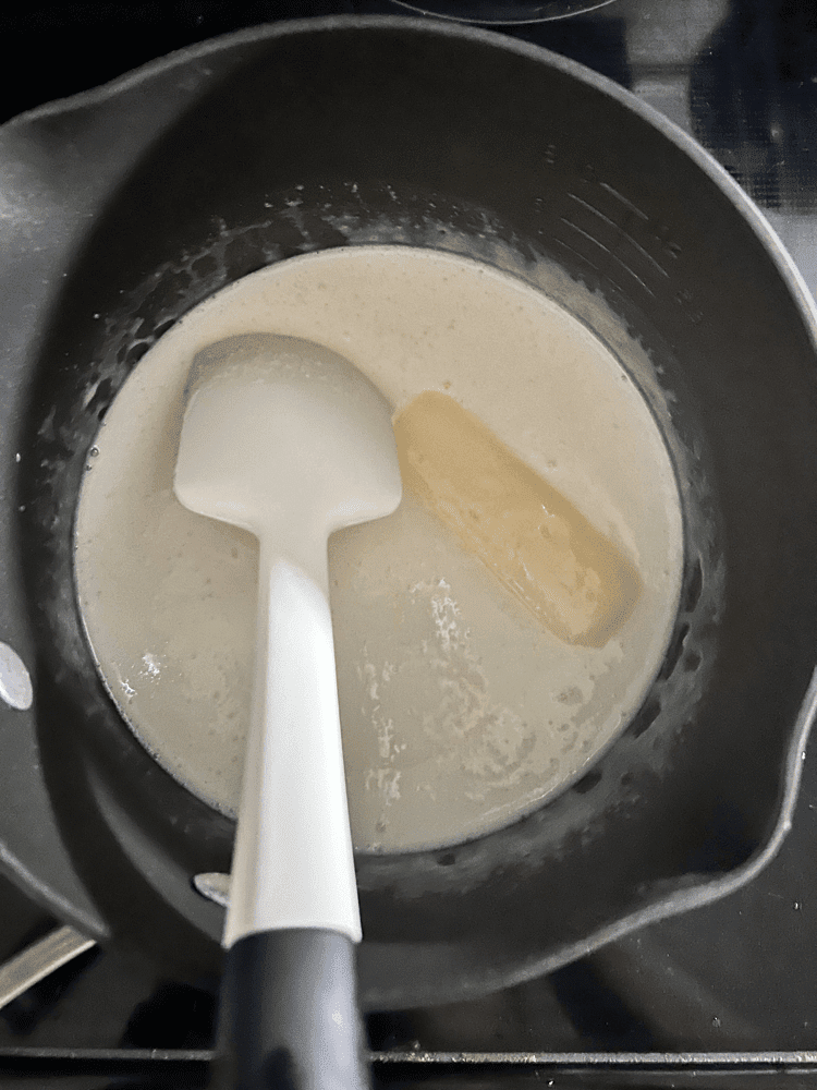 Mixing Ingredients for Caramel Glaze
