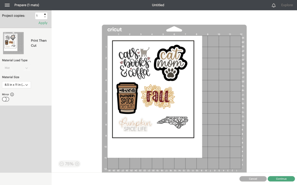 Cricut Stickers Print Preview