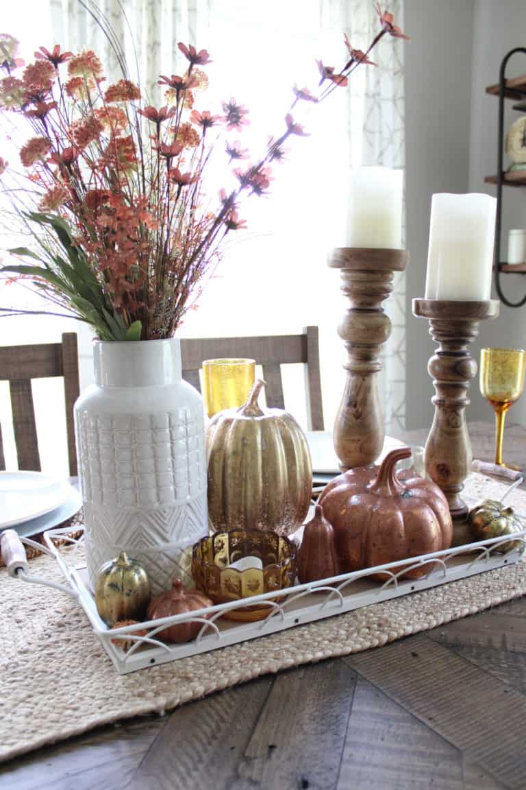 DIY Mercury Glass Pumpkins Mornings On Macedonia   Fall Centerpiece With Pumpkins 768x1152 