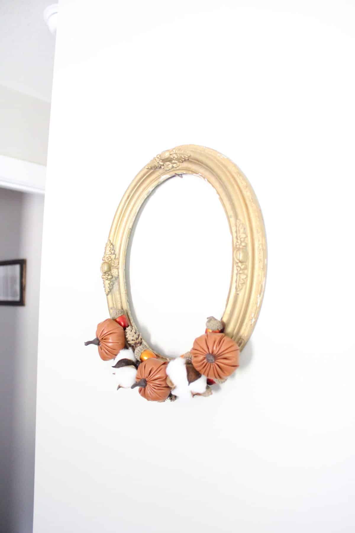 Finished Fall Antique Frame Wreath