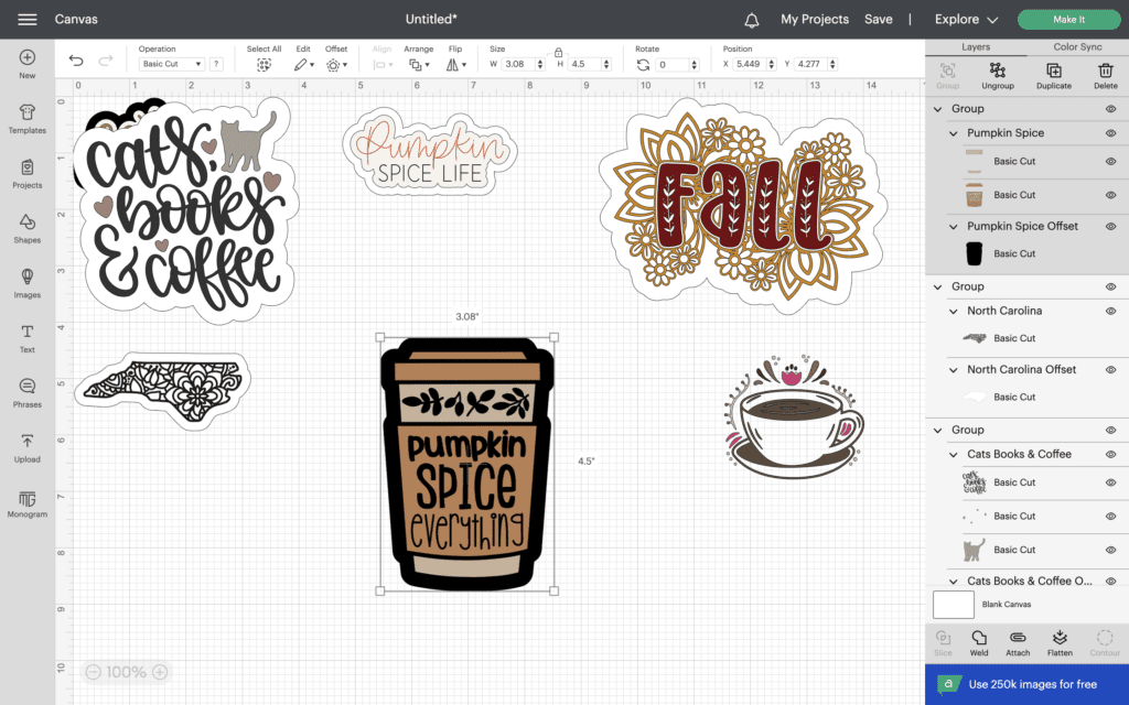 Grouping Stickers in Cricut Design Space