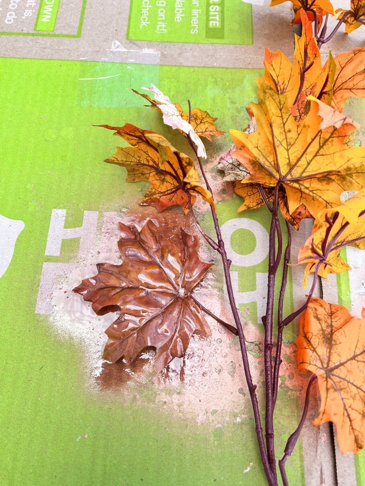 In Process of Spray Painting Fall Leaves