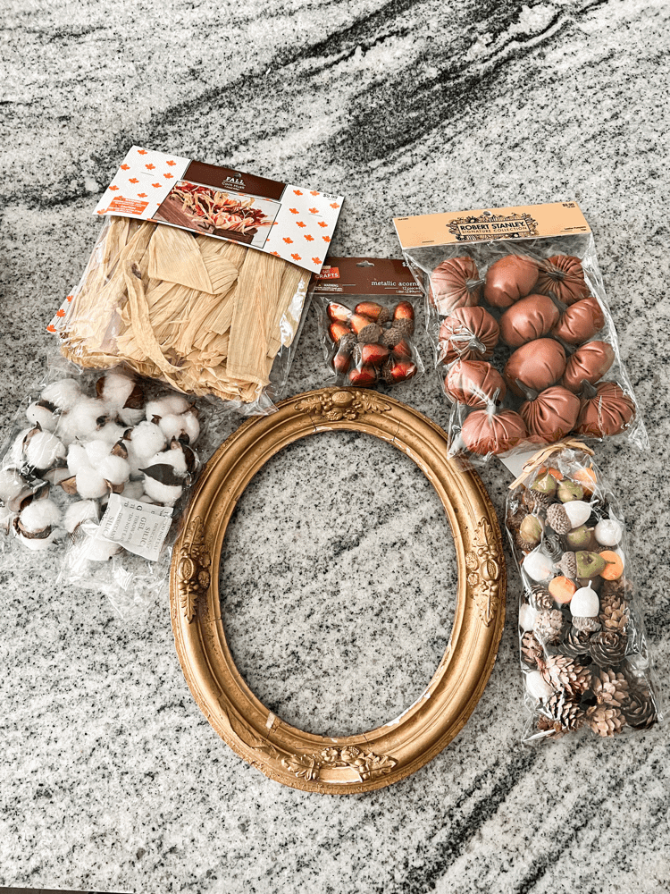 Materials Needed for Antique Frame Fall Wreath