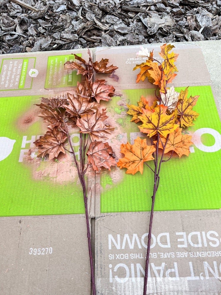 Spray Painted Fall Leaves Progress