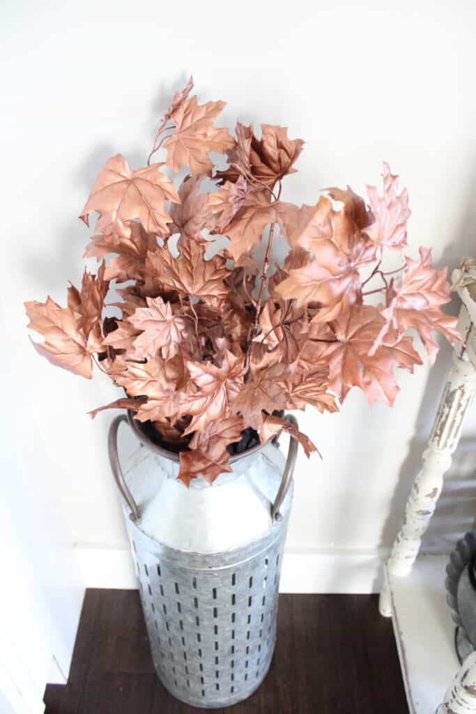Spray Painted Leaves in Vase