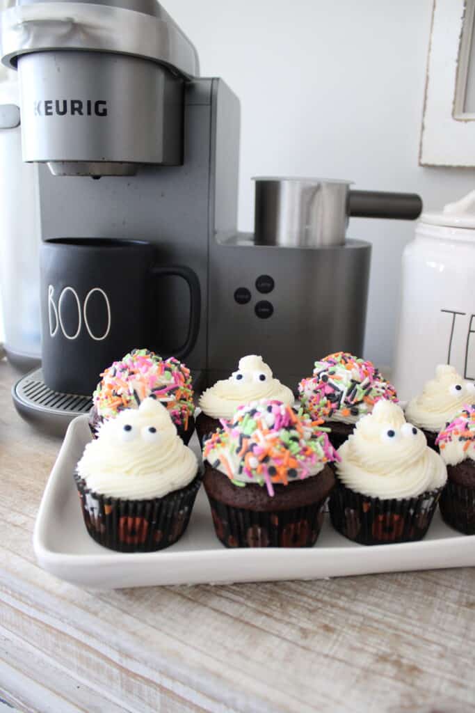 Buttercream Ghost Cupcakes on Coffee Bar
