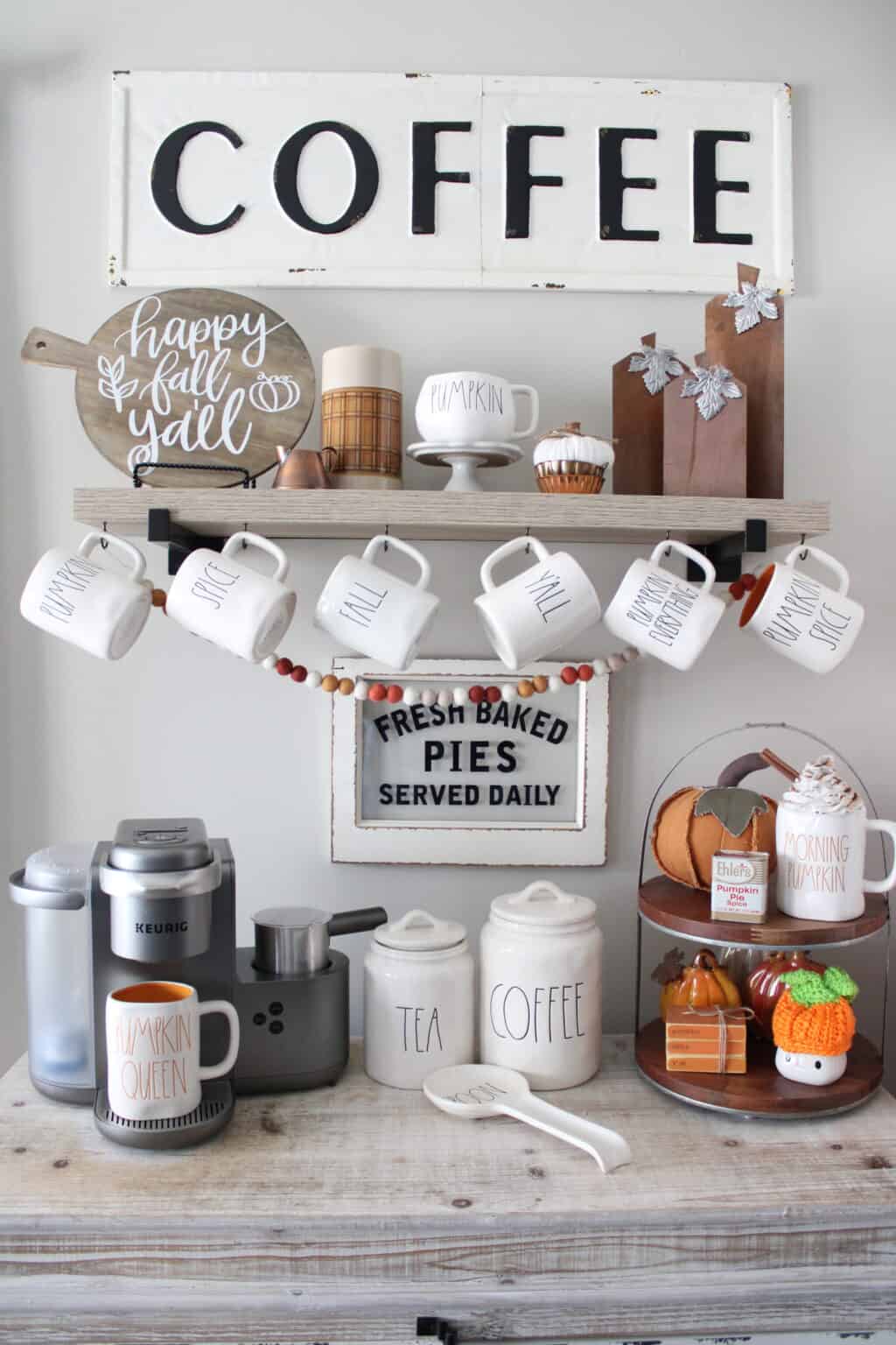 Farmhouse Coffee Bar Ideas Through The Seasons - Mornings on Macedonia