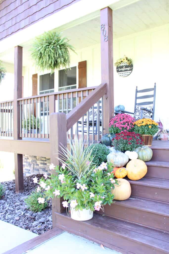 Side View of Fall Front Porch Steps