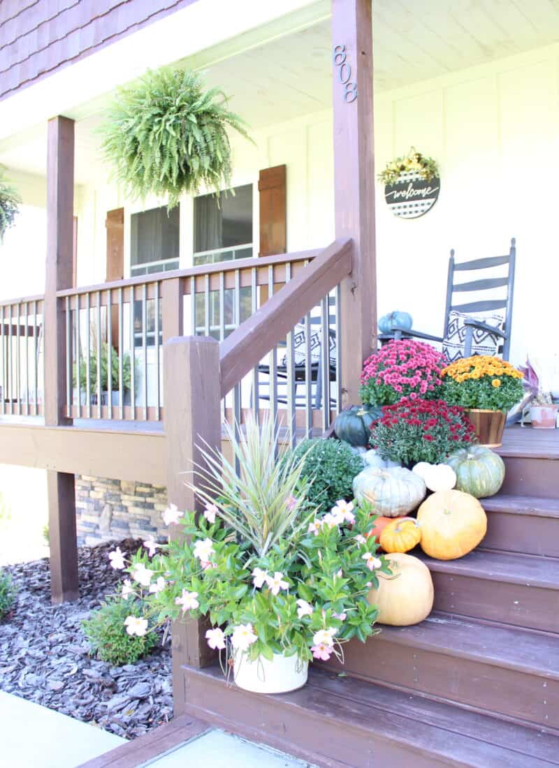 Side View of Fall Front Porch Steps