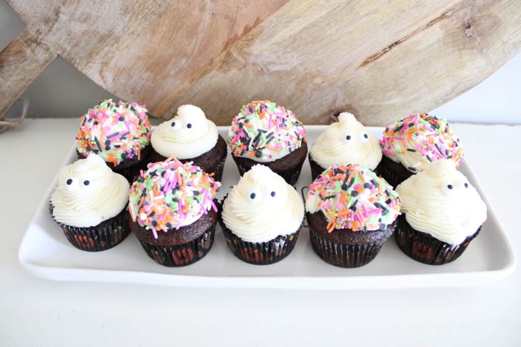 Tray of Buttercream Halloween Cupcakes