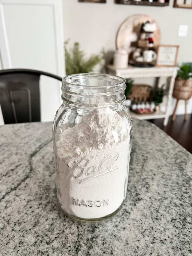 Adding Flour To Mason Jar