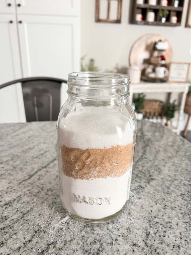 Adding Sugar to Mason Jar