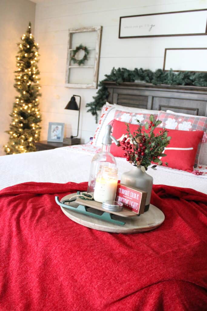 Candle on Tray in Bedroom