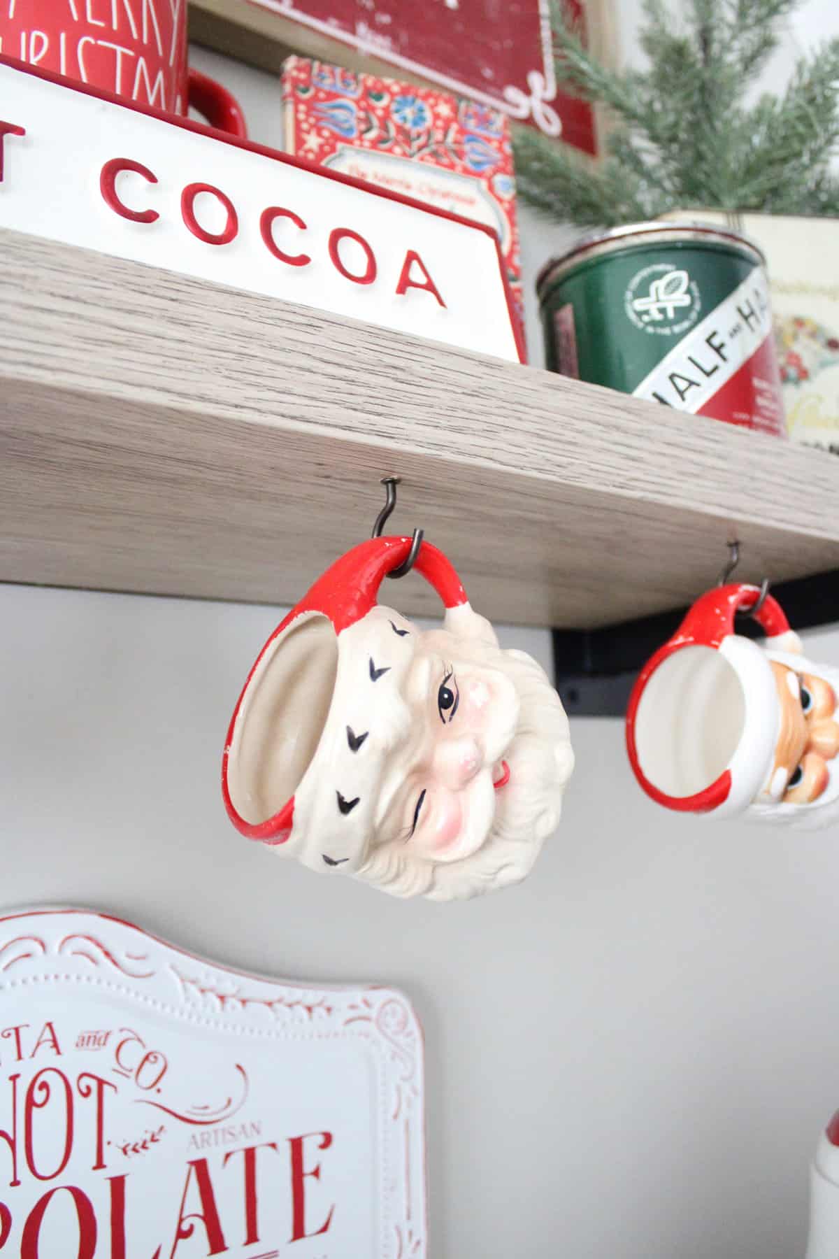 Close Up Of Vintage Santa Mugs