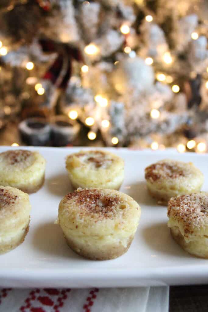 Close Up of Mini Egg Custard Pies by the Tree