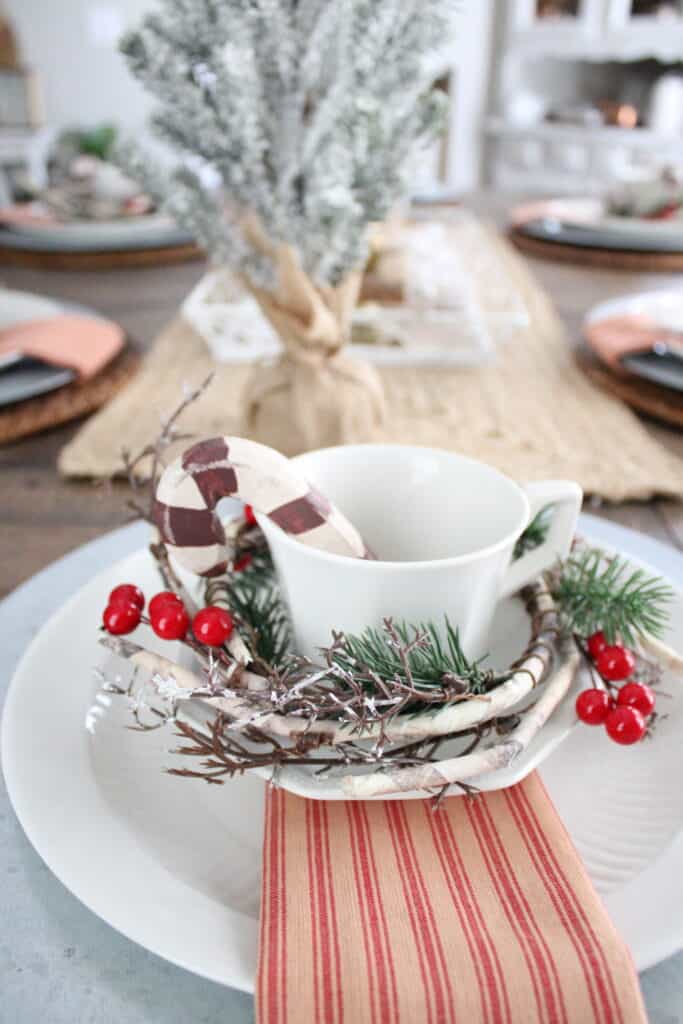 Closeup of Vintage Christmas Place Setting