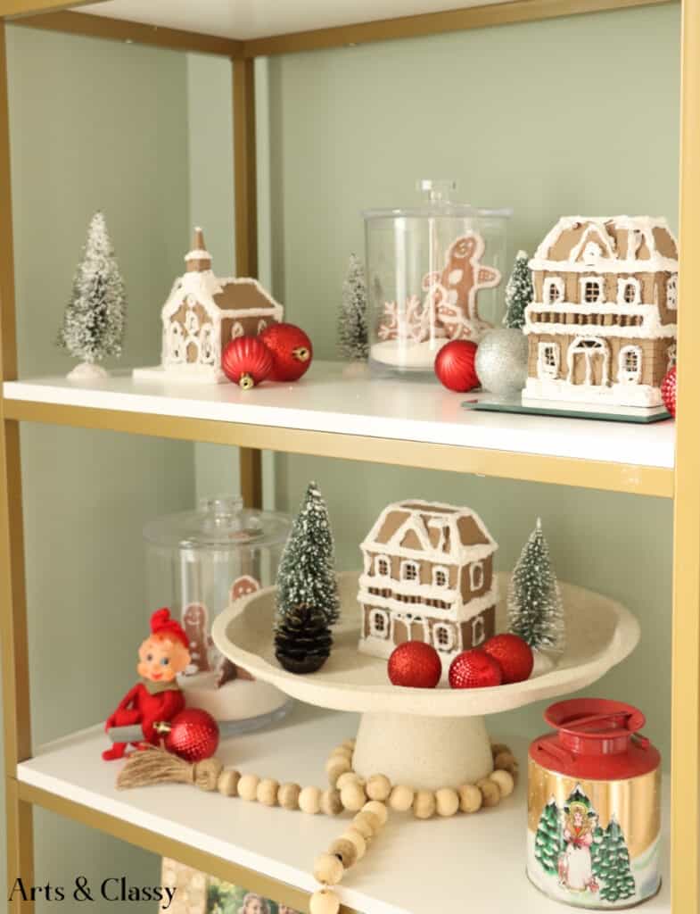 DIY Gingerbread House Christmas Decor from Dollar Tree - AFTER - Arts and Classy